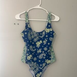 Aerie Blue Paisley One-Piece Swimsuit